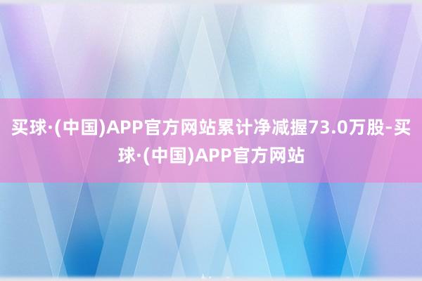 买球·(中国)APP官方网站累计净减握73.0万股-买球·(中国)APP官方网站