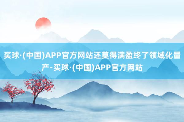 买球·(中国)APP官方网站还莫得满盈终了领域化量产-买球·(中国)APP官方网站