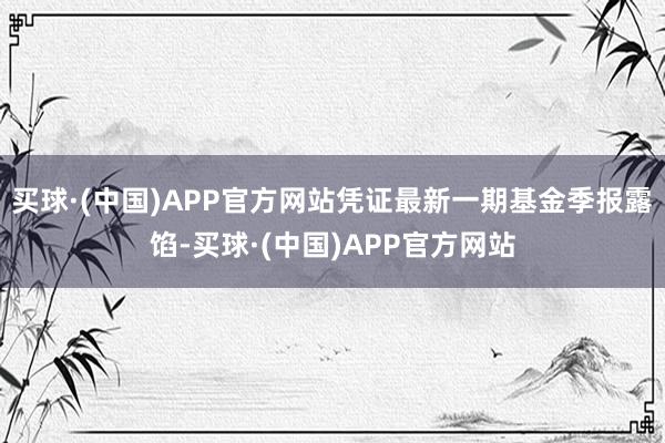 买球·(中国)APP官方网站凭证最新一期基金季报露馅-买球·(中国)APP官方网站